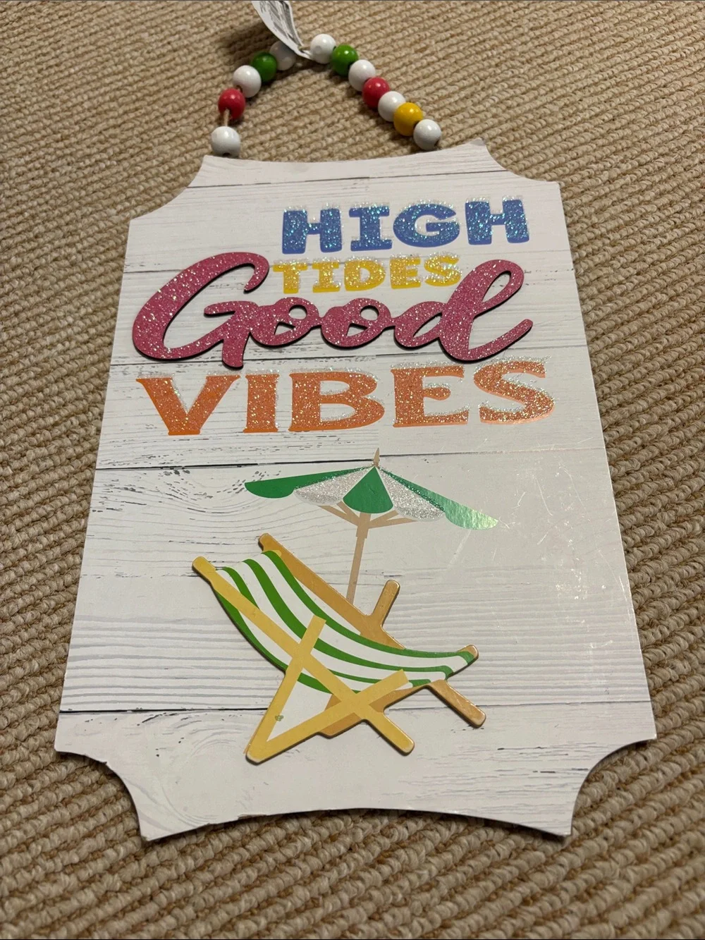 Good Vibes Wall Sign - White with Multicolor Accents NWT